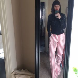L.A.M.B Red and White Striped Pants